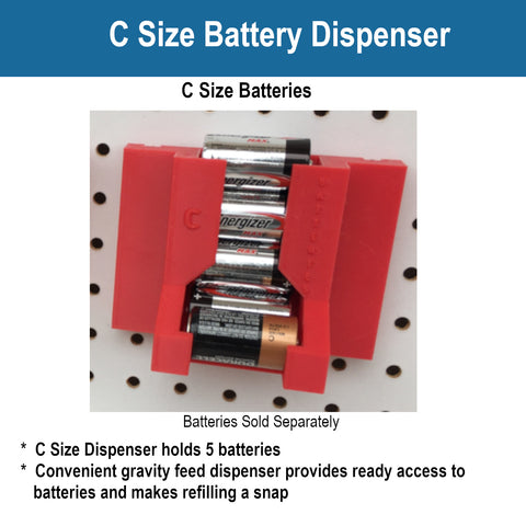 Pegboard C Size Battery Dispenser - Makers Road