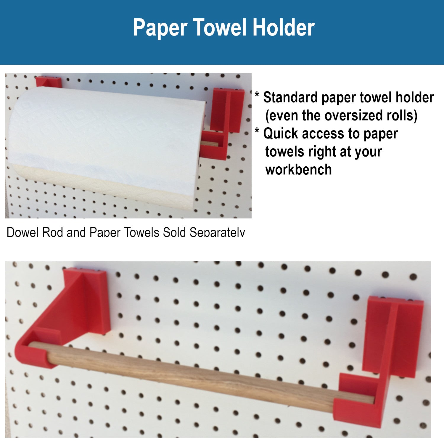 Pegboard Paper Towel Holder - Makers Road